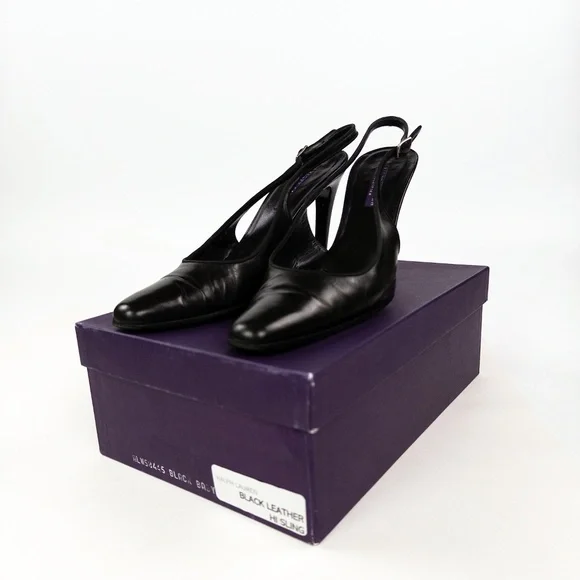 Ralph Lauren Purple Label Black Slingback Heels Pumps - Picture 7 of 7
